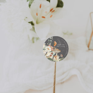 Boho Floral Mushroom Botanical Baby Shower Classic Round Sticker