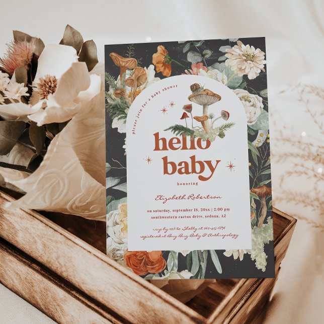 Boho Floral Mushroom Botanical | Baby Shower Invitation (Creator Uploaded)