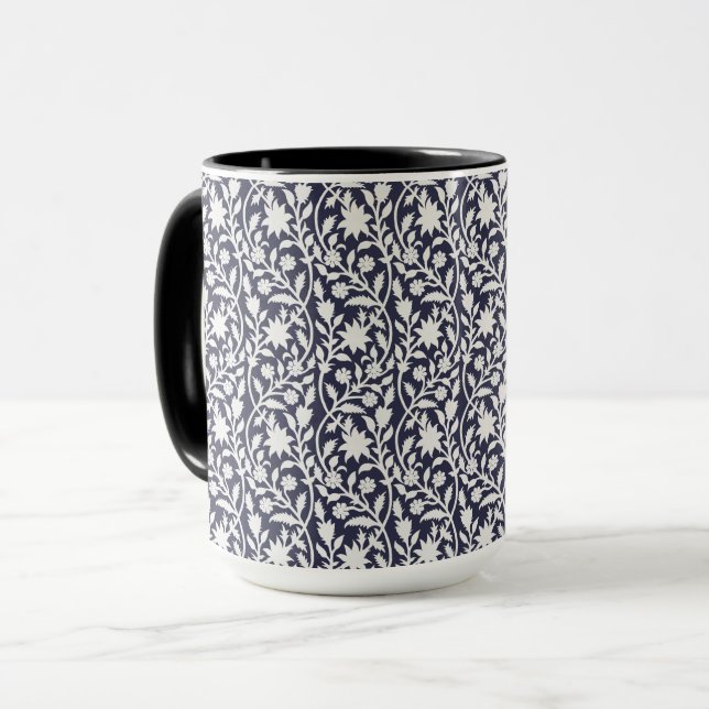 Boho floral navy  mug (Front Left)