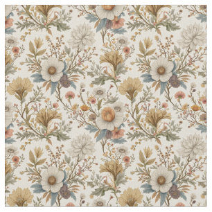 Boho Floral on Beige Fabric