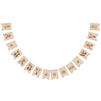 Boho Floral on Creamy Ivory Baby Shower Bunting