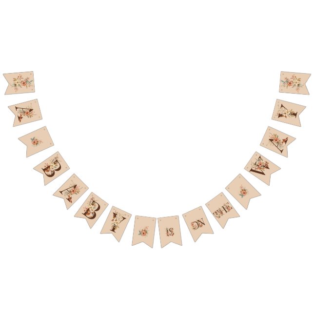 Boho Floral on Creamy Ivory Baby Shower Bunting (All)