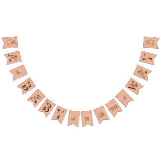 Boho Floral on Pink Baby Shower Bunting