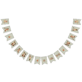 Boho Floral on Textured Blue Baby Shower Bunting