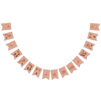 Boho Floral on Textured Pink Baby Shower  Bunting