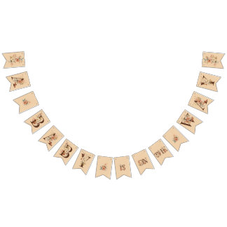 Boho Floral on Textured Tan Baby Shower Bunting