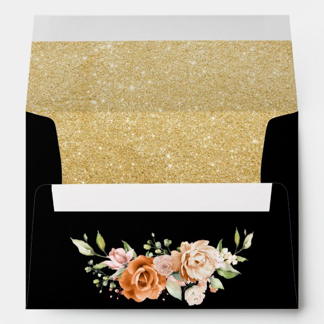 Boho Floral Orange and Blush Pink Envelope (Back (Bottom))