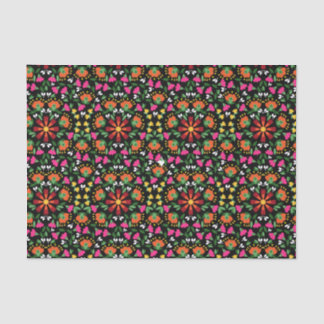 Boho Floral Orange Pink Black Green Tissue Paper