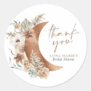 Boho Floral Over the Moon Thank you Classic Round Sticker