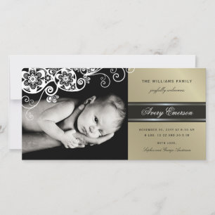 Boho Floral Paisley Elegant Birth Announcement