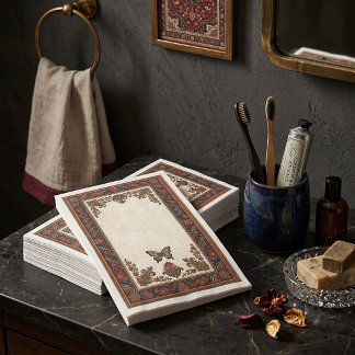 Boho floral paisley frame butterfly bath napkin