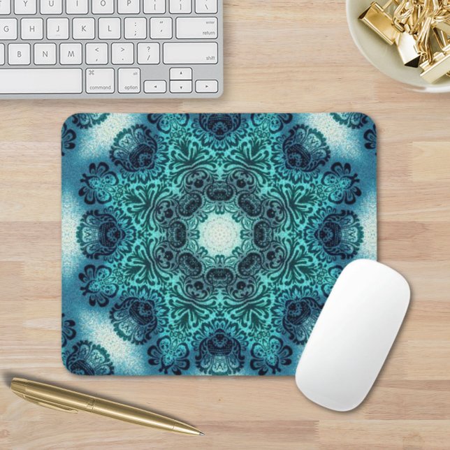 Boho floral paisley turquoise teal mandala henna mouse mat (Boho floral paisley turquoise teal mandala henna mouse pad)