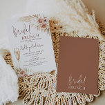 Boho Floral Palm Pampas Bridal Shower Invitation<br><div class="desc">Boho Floral Palm Pampas Bridal Shower Invitation Elegant Boho floral themed bridal brunch bridal shower invitation featuring two lovely floral arrangements with pampas grass and palm leaves. The back of the invitation is a plain terracotta color that can also be altered. This design is ideal for anyone looking for a...</div>