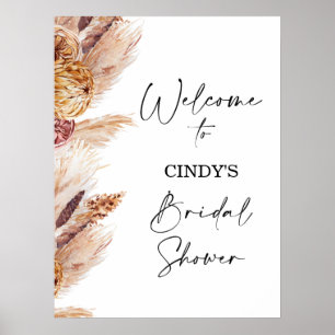 Boho Floral Pampas Bridal Shower Welcome Sign