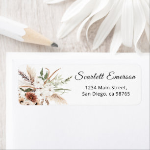 Boho Floral pampas grass Bridal Shower Address