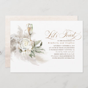 Boho Floral Pampas Grass Greenery Engagement Party Invitation
