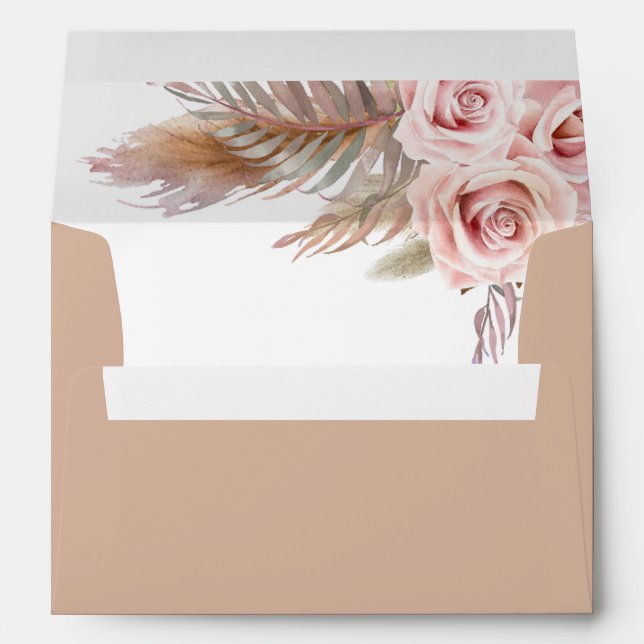 Boho Floral Pampas Grass Light Terracotta Envelope (Back (Bottom))