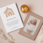 Boho Floral Pampas Grass New Baby Photo Thank You Card<br><div class="desc">A minimalist boho floral and pampas grass new baby photo thank you card.  All text can be customised with any wording of your choice.  The photo is for placement purposes only and can be replaced with any photo of your choice.  #babythankyou #newbabythankyou #bohofloral</div>