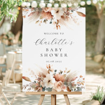 Boho Floral Pampas Grass Rose Welcome