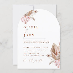 Boho Floral Pampas Grass wedding invitations