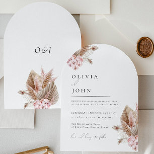 Boho Floral Pampas Grass wedding invitations