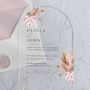 Boho Floral Pampas Grass wedding invitations