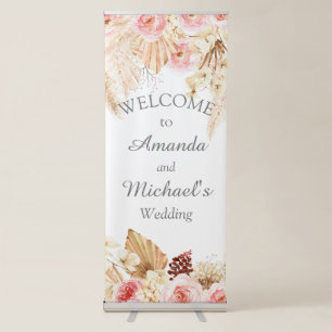 Boho Floral Pampas Grass Wedding Welcome Sign