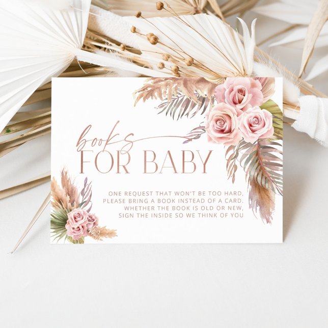 Boho Floral Pampas Rose Gold Books for Baby Enclosure Card (Creator Uploaded)