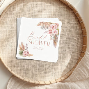 Boho Floral Pampas Rose Gold Napkin