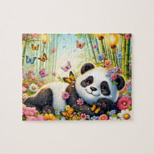 Boho Floral Panda Jigsaw Puzzle