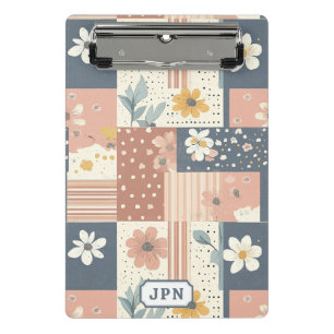 Boho Floral Patchwork in Terracotta and Sage Mini Clipboard