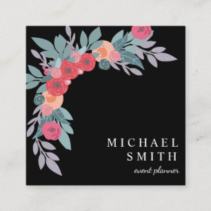 Boho Floral Pattern Blush Event Planner Square Business Card