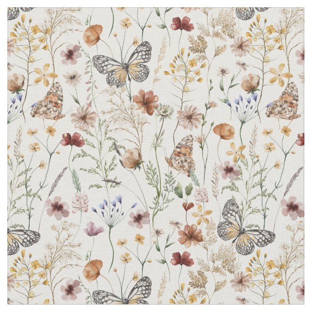 Boho Floral Pattern  Fabric (Close Up)