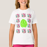 Boho Floral Pattern with Green Leaf