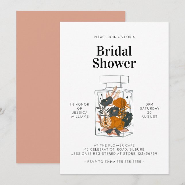 Boho Floral Perfume Brunch Bridal Shower Invitation (Front/Back)