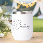 Boho Floral Personalised Bridesmaid Proposal<br><div class="desc">Looking for a chic, trendy, yet simple gift for your bridesmaids? These wildflower floral modern script wine tumblers are a practical gift that they can use even after her wedding day! All text, including title and script names, can be changed. You can change the title to fit the whole wedding...</div>