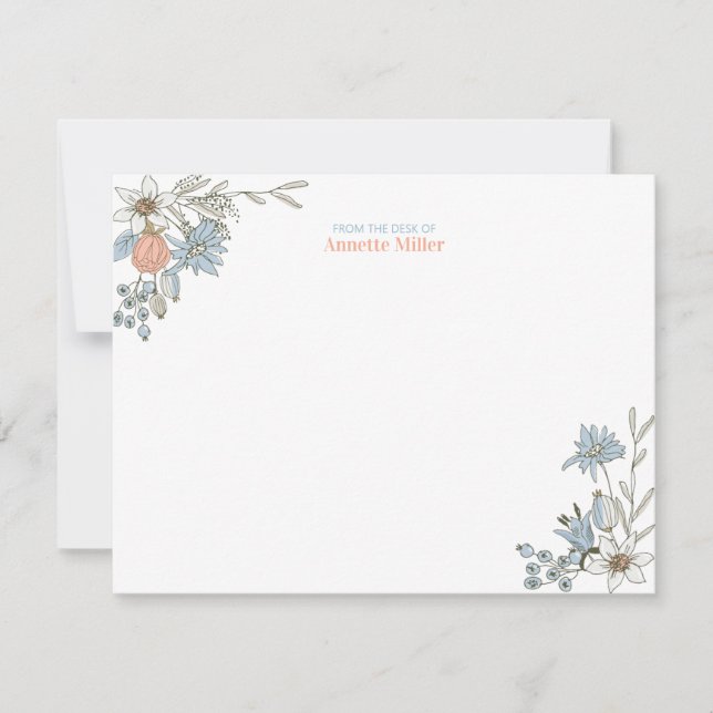 Boho Floral Personalised Stationery Note Card (Front)