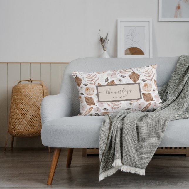 Boho Floral Personalised Throw Pillow (Creator Uploaded)