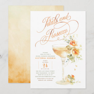 Boho Floral Petals and Prosecco Bridal Shower Invitation