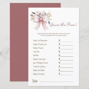 Boho Floral Pink Bow Girl Baby Shower Price Guess