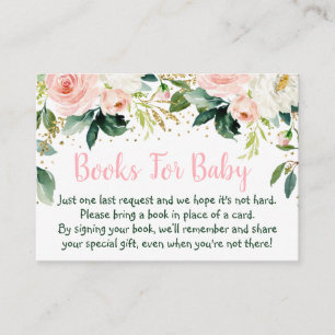 Boho Floral Pink Gold Baby Shower Book Request Enclosure Card