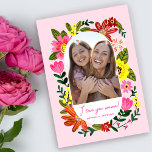Boho floral pink mothers day card<br><div class="desc">A mother's day card with floral and hand painted flowers in pink and yellow colours for your sweet mum. Original artwork by Caroline Bonne Müller</div>