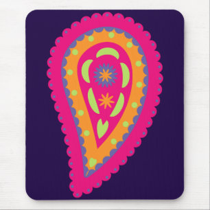 Boho Floral Pink Motif Mouse Mat