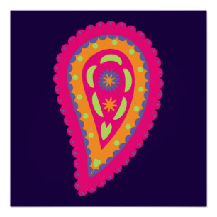 Boho Floral Pink Motif Poster