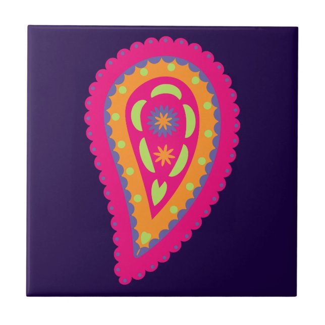 Boho Floral Pink Motif Tile (Front)