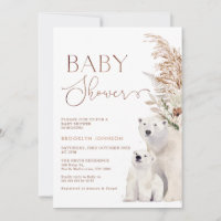 Boho Floral Polar Bear Cub Baby Shower
