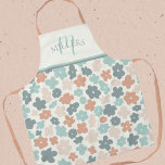 Boho Floral Print Monogram Family Name Apron<br><div class="desc">Boho Floral Print Monogram Personalised Family Name Apron</div>