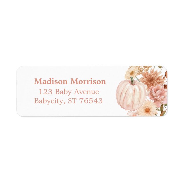 Boho Floral Pumpkin Baby Shower Return Address (Front)