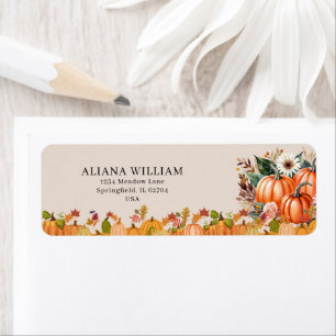 Boho Floral Pumpkin Baby Shower Return Address