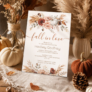 Boho Floral Pumpkin Fall in Love Bridal Shower Invitation